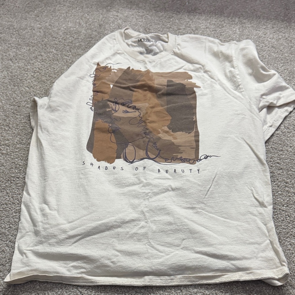 Modern Lux Cream and Brown Graphic Long Sleeve Tee